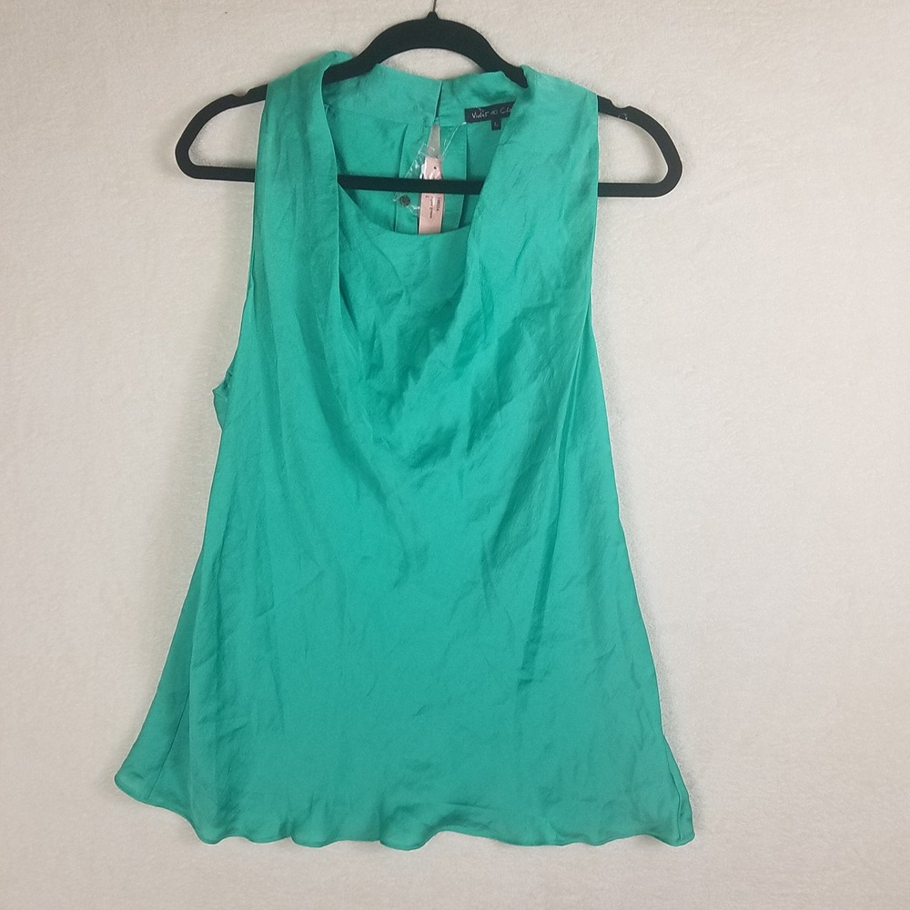 Violet & Claire Cowl Neck Blouse‎ Womens Large Aqua Green New Sleeveless Top